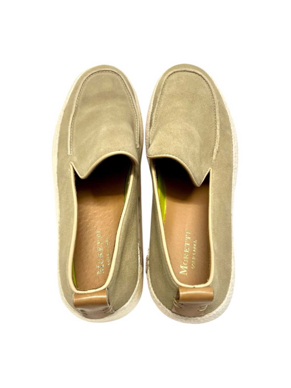 Moretti Gold Label Navajo men's tan suede leather loafers size 8D